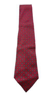 Christopher Hayes Red Silk Necktie Geometric Medallion Pattern Italy